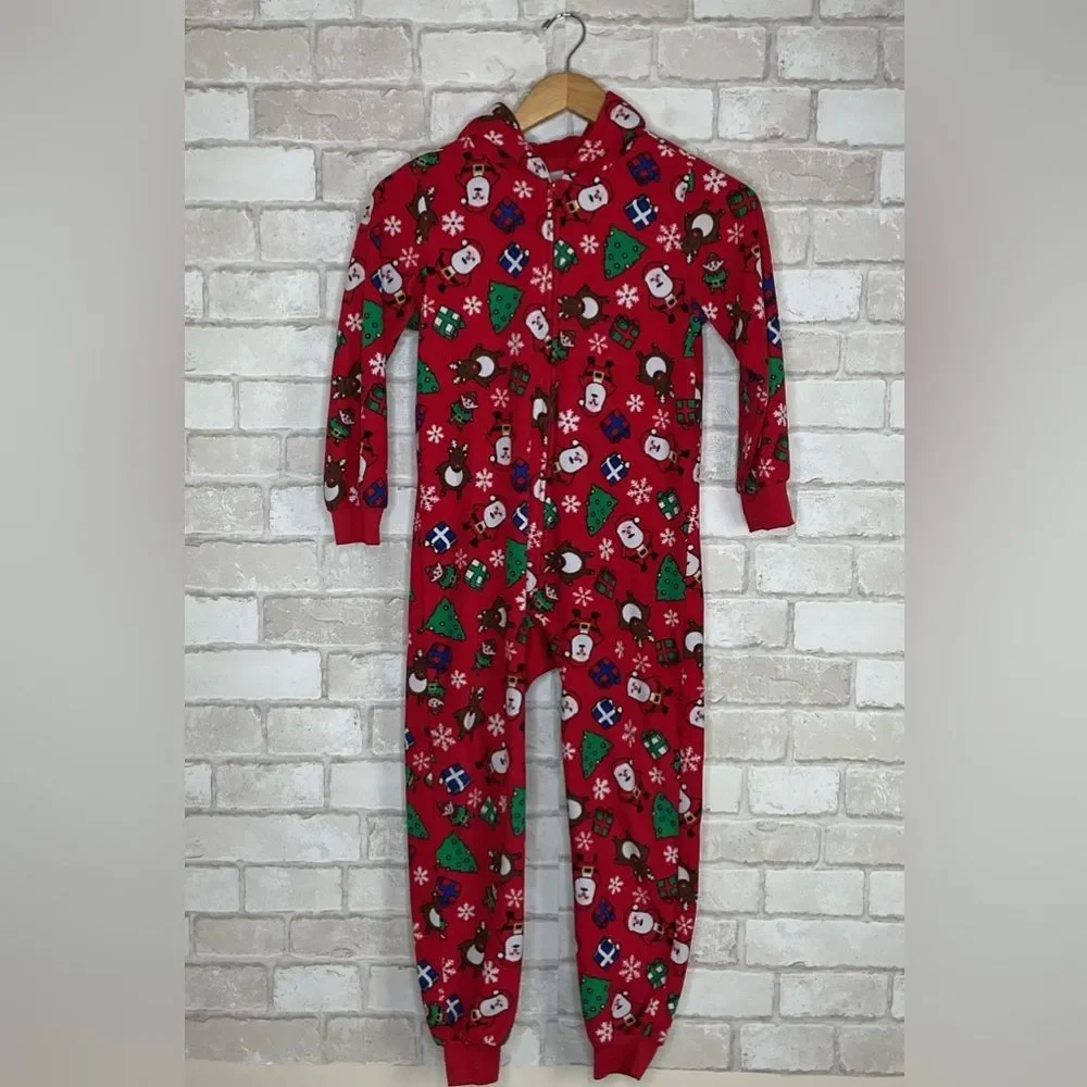 Kids Christmas The Children's Place Red Footie Pajamas Size 7/8
